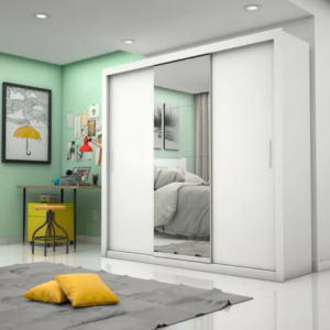 GUARDA-ROUPA GLASS 3 PORTAS COM ESPELHO